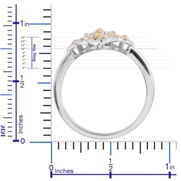 Yellow Sapphire CZ Platinum Plated Ring. - Picture 7 of 8